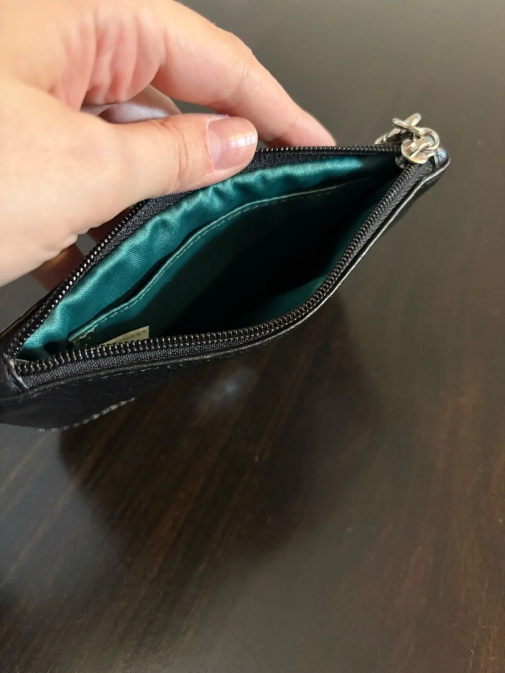 Coach Black Pebbled Leather Zip Wristlet